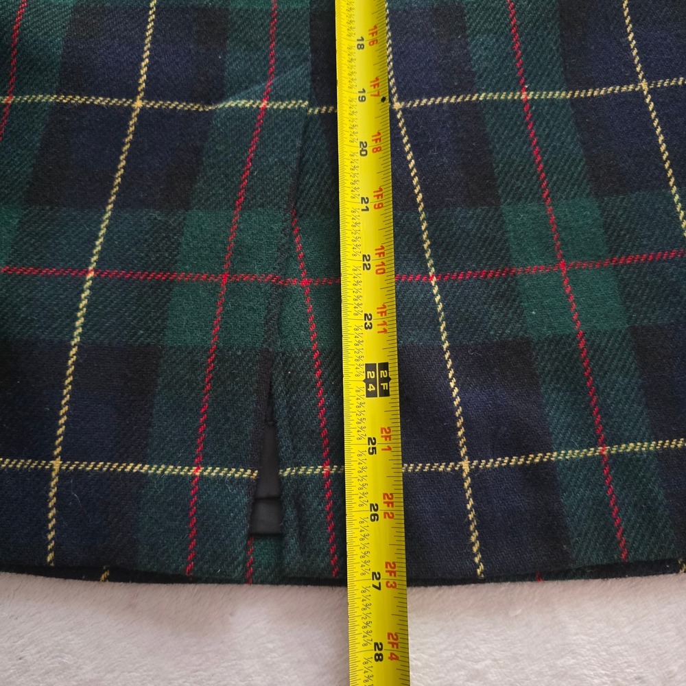 Vintage Katie Brooke Plaid Wool Blend Pencil Skirt Green Navy Tartan Size 14 - Picture 5 of 14